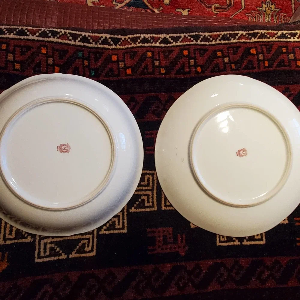 Noritake Mormura M plate and bowl Hand Painted Japan‎ mark